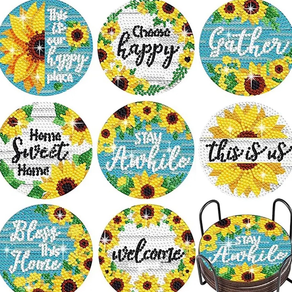 Diamond Art Coaster Set - Sunflowers